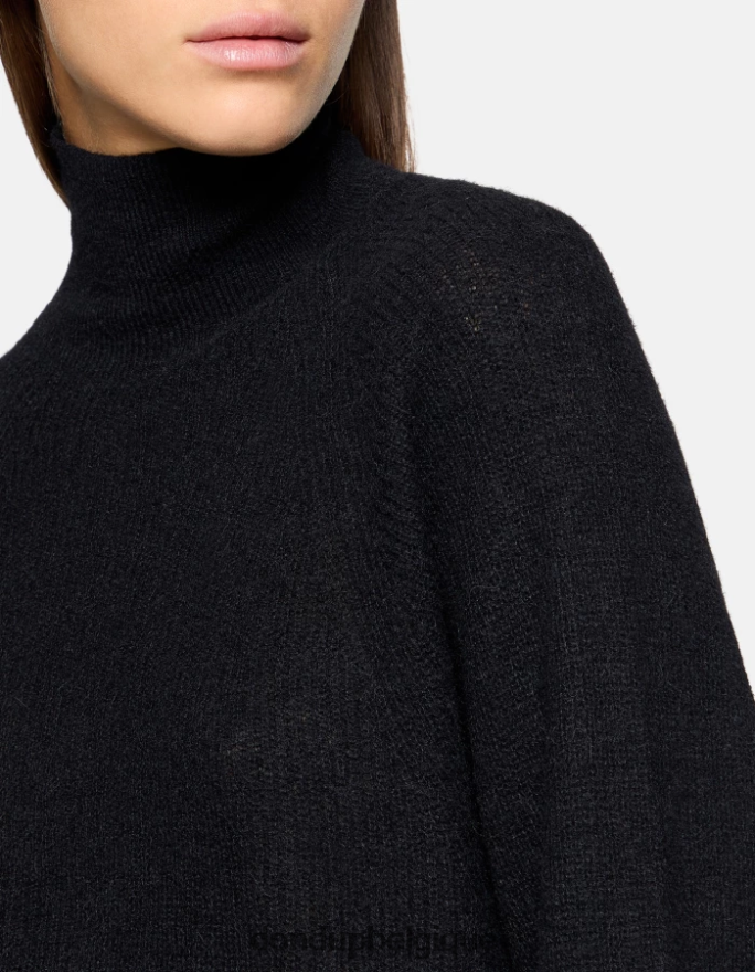 femmes vêtements DONDUP noir pull en mohair coupe classique à col polo 8826D0303