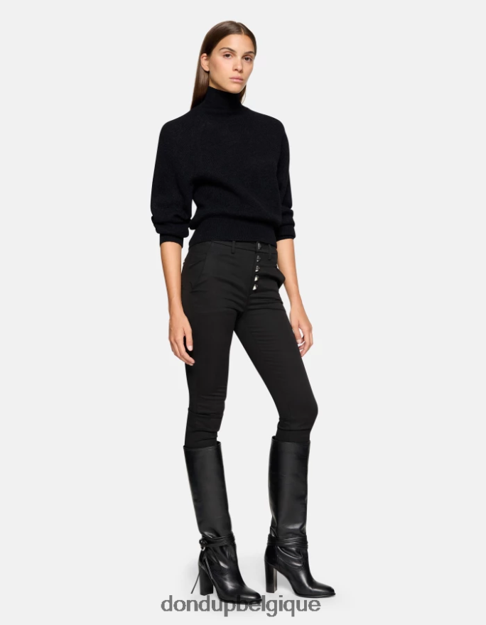 femmes vêtements DONDUP noir pull en mohair coupe classique à col polo 8826D0303