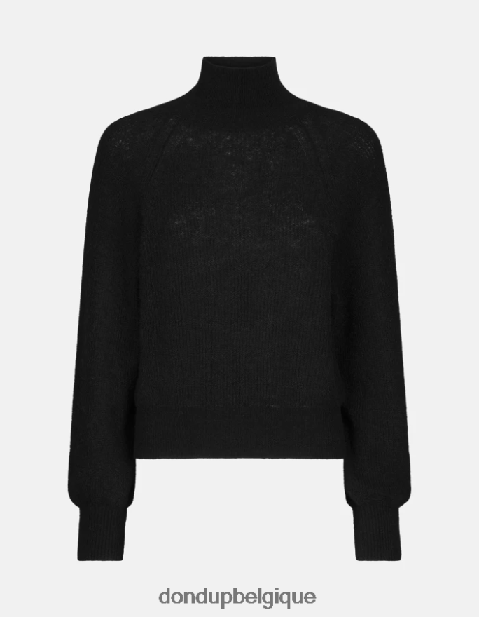 femmes vêtements DONDUP noir pull en mohair coupe classique à col polo 8826D0303