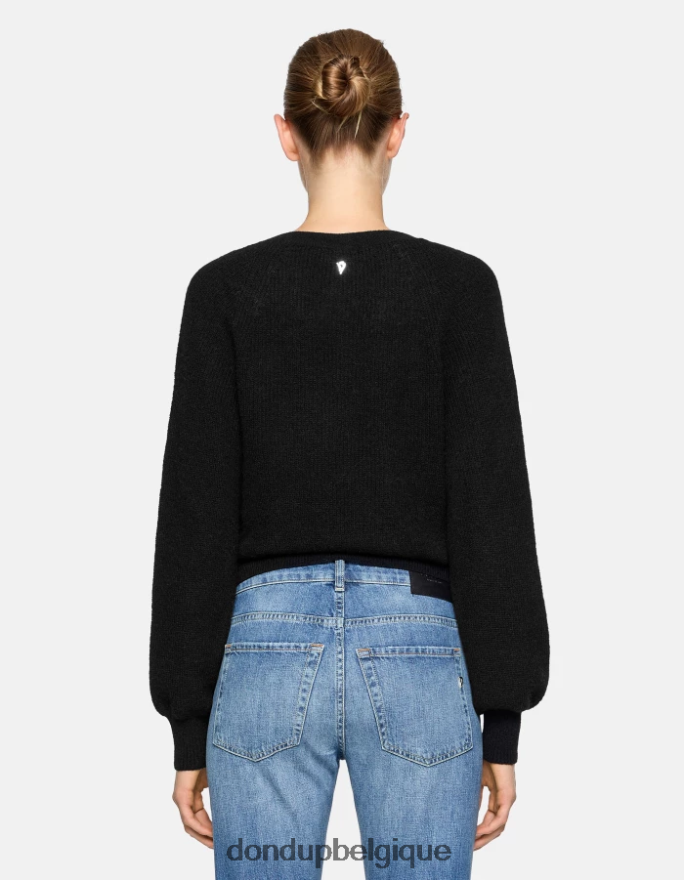 femmes vêtements DONDUP noir pull en mohair à col v 8826D0301