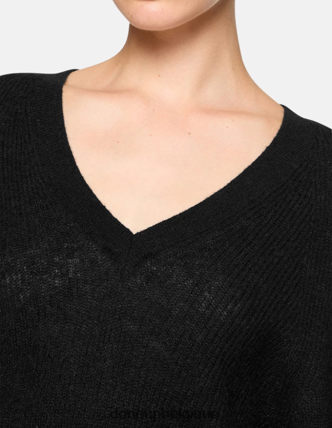 femmes vêtements DONDUP noir pull en mohair à col v 8826D0301