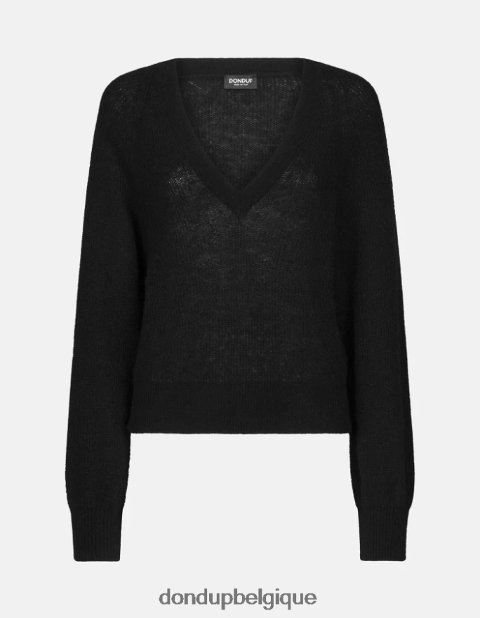 femmes vêtements DONDUP noir pull en mohair à col v 8826D0301