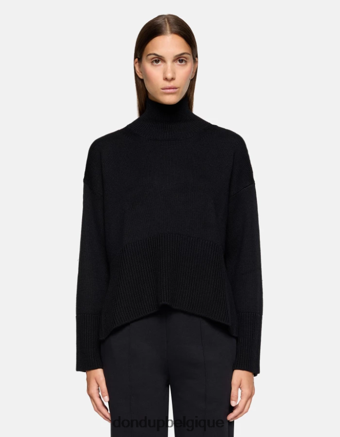 femmes vêtements DONDUP noir pull oversize en laine à col polo 8826D0295