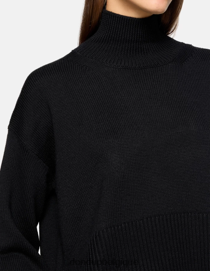 femmes vêtements DONDUP noir pull oversize en laine à col polo 8826D0295