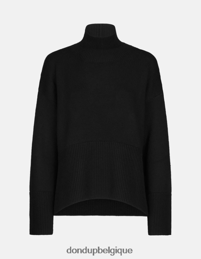 femmes vêtements DONDUP noir pull oversize en laine à col polo 8826D0295