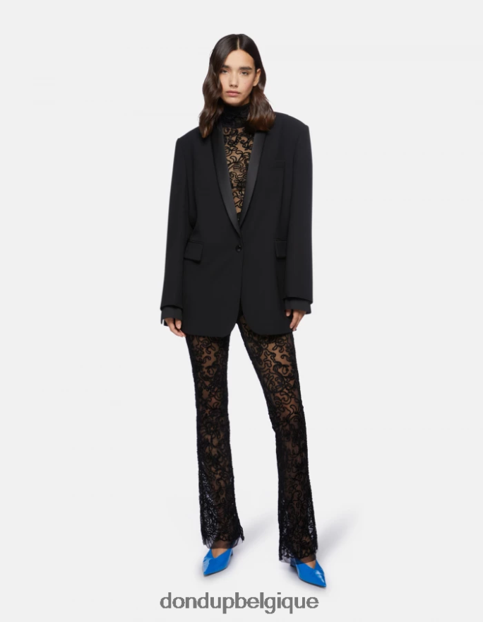 femmes vêtements DONDUP noir pull slim en dentelle à col polo 8826D0450