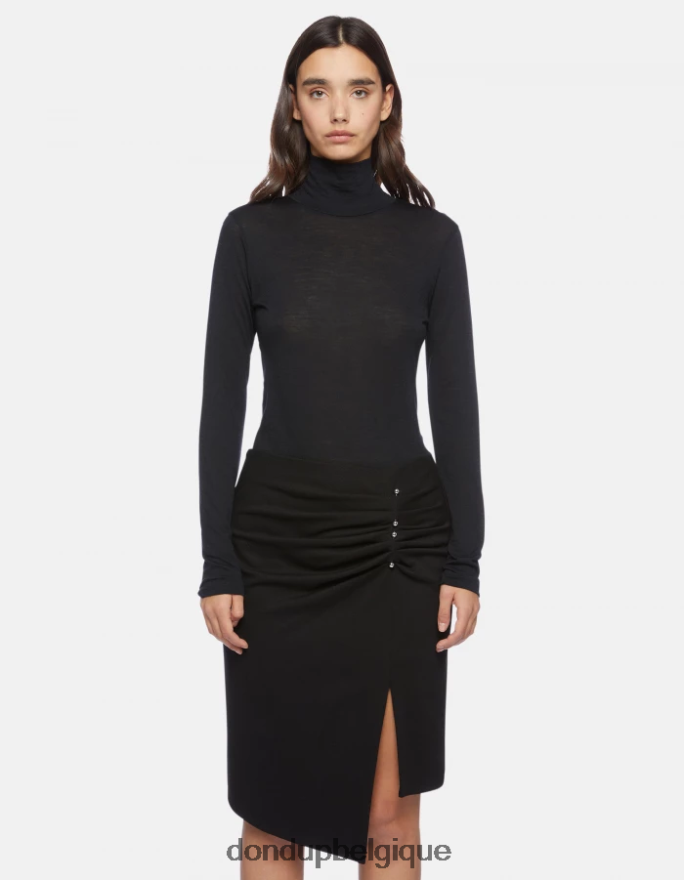 femmes vêtements DONDUP noir pull slim en laine à col polo 8826D0436