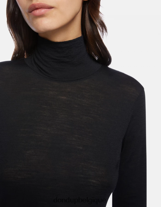 femmes vêtements DONDUP noir pull slim en laine à col polo 8826D0436