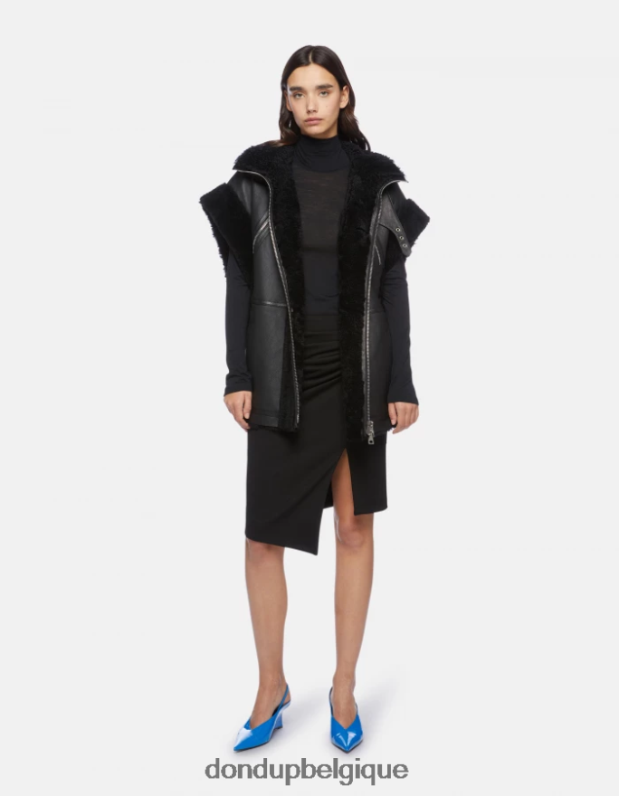 femmes vêtements DONDUP noir pull slim en laine à col polo 8826D0436
