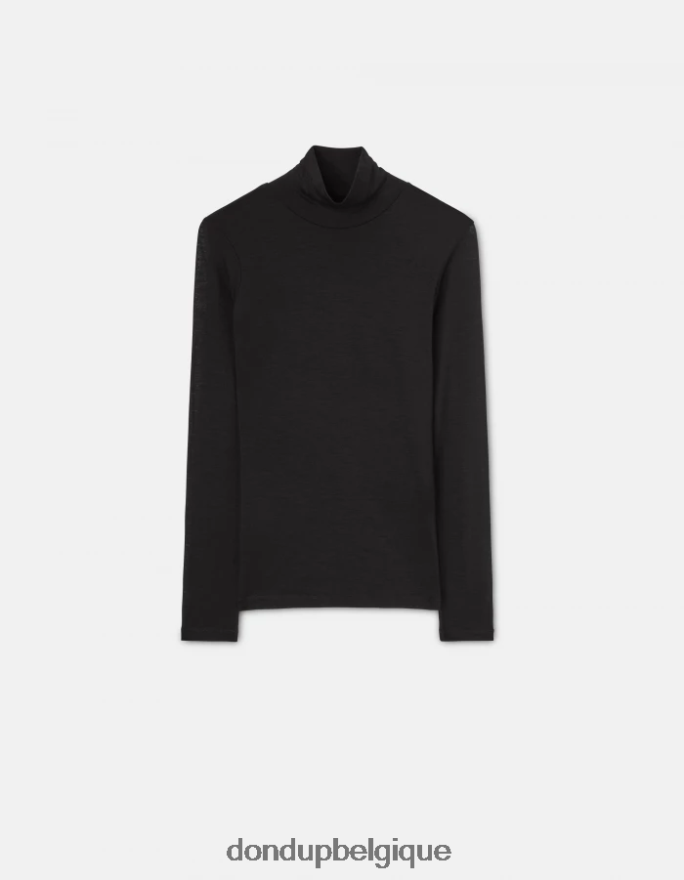 femmes vêtements DONDUP noir pull slim en laine à col polo 8826D0436