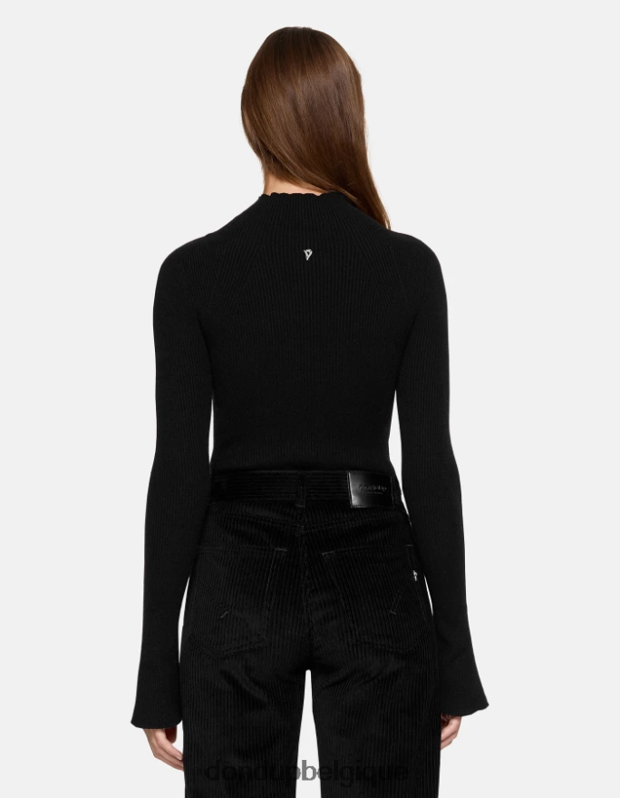 femmes vêtements DONDUP noir pull slim fit en viscose à col polo 8826D0305
