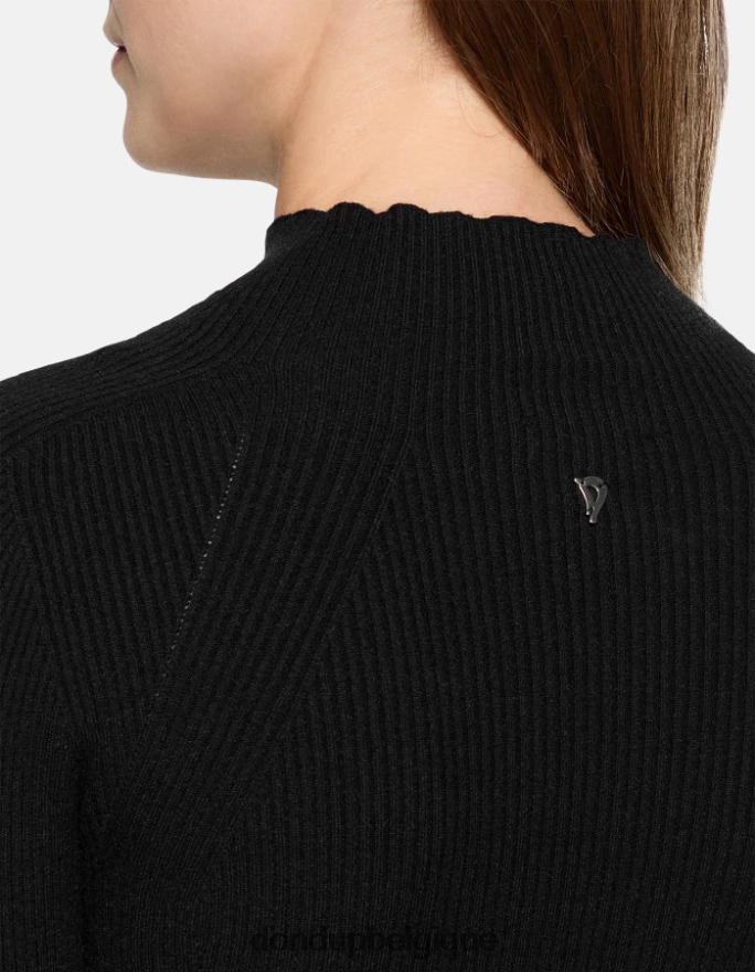 femmes vêtements DONDUP noir pull slim fit en viscose à col polo 8826D0305
