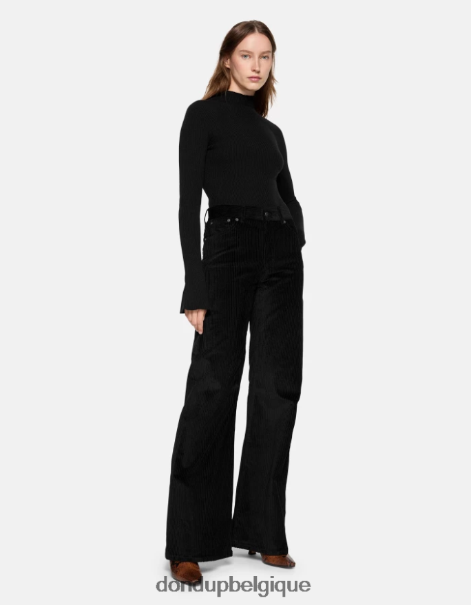 femmes vêtements DONDUP noir pull slim fit en viscose à col polo 8826D0305
