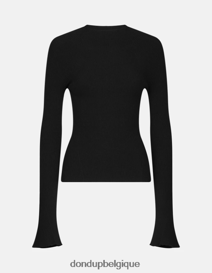 femmes vêtements DONDUP noir pull slim fit en viscose à col polo 8826D0305