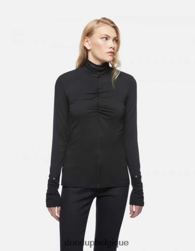 femmes vêtements DONDUP noir pull slim fit en viscose à col polo 8826D0440