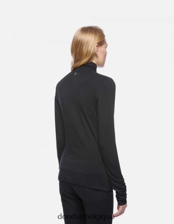 femmes vêtements DONDUP noir pull slim fit en viscose à col polo 8826D0440