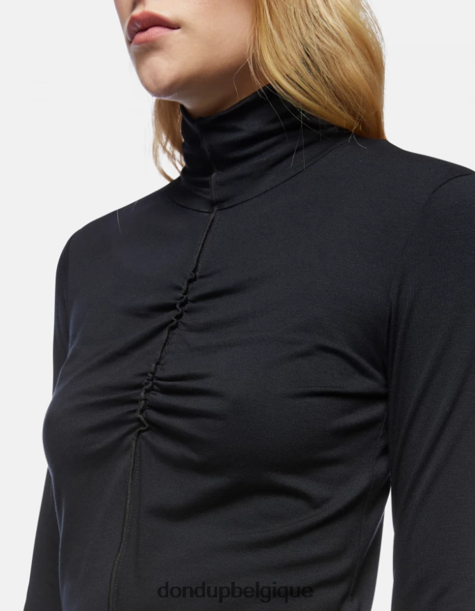 femmes vêtements DONDUP noir pull slim fit en viscose à col polo 8826D0440