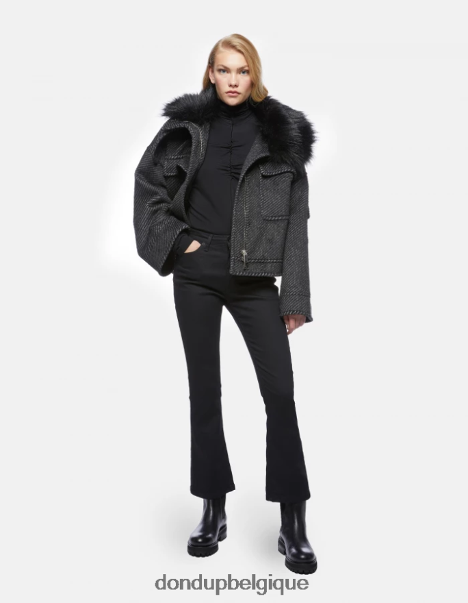 femmes vêtements DONDUP noir pull slim fit en viscose à col polo 8826D0440