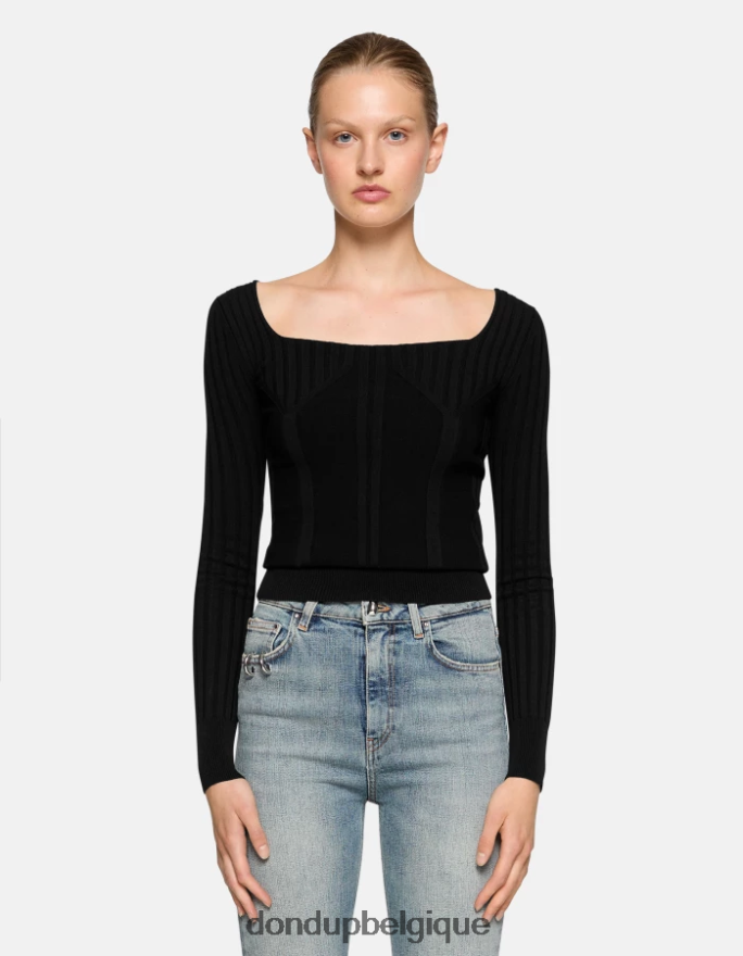 femmes vêtements DONDUP noir pull à col rond en viscose 8826D0299