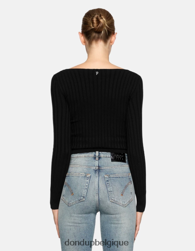 femmes vêtements DONDUP noir pull à col rond en viscose 8826D0299