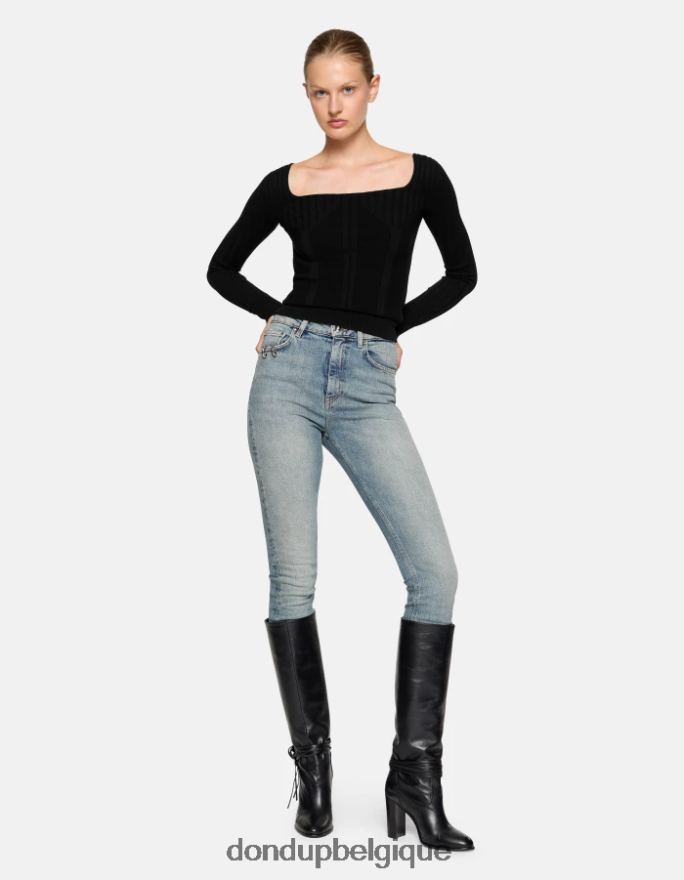 femmes vêtements DONDUP noir pull à col rond en viscose 8826D0299