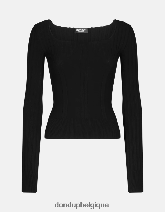 femmes vêtements DONDUP noir pull à col rond en viscose 8826D0299