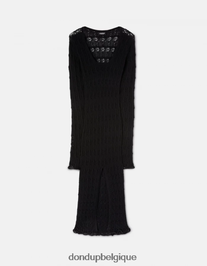 femmes vêtements DONDUP noir robe ajustée en dentelle 8826D0284