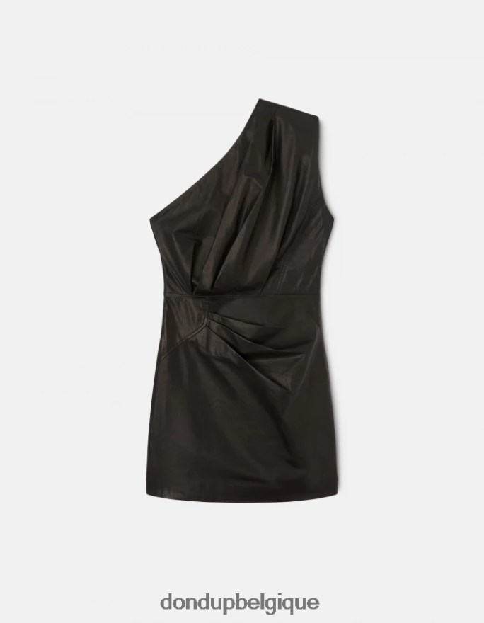femmes vêtements DONDUP noir robe courte en cuir nappa 8826D0291
