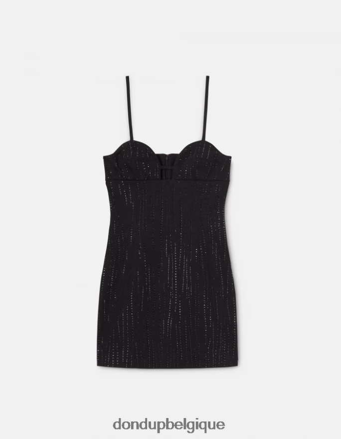 femmes vêtements DONDUP noir robe courte en jean 8826D0293