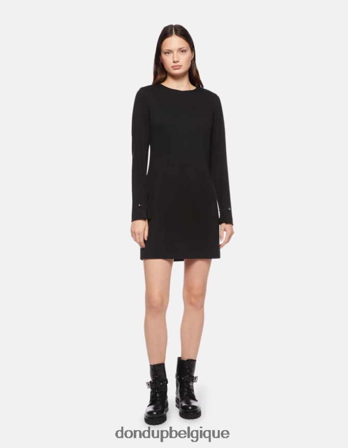 femmes vêtements DONDUP noir robe courte en jersey 8826D0275