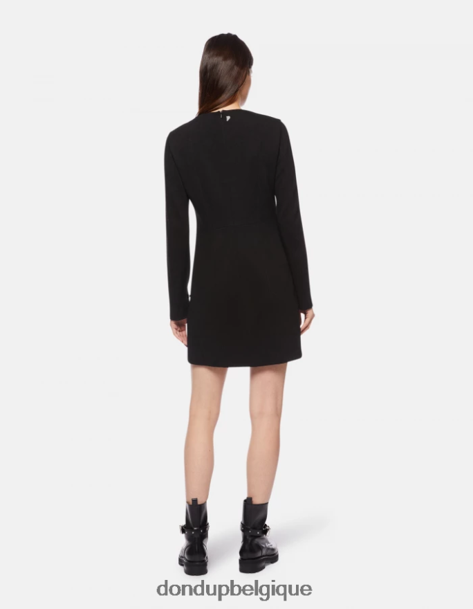 femmes vêtements DONDUP noir robe courte en jersey 8826D0275
