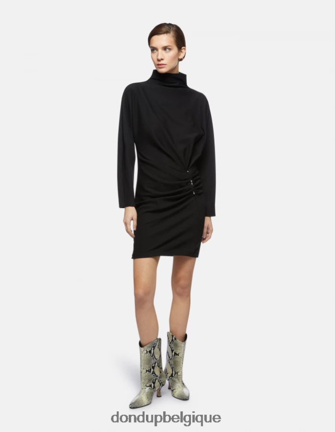 femmes vêtements DONDUP noir robe courte en jersey 8826D0279