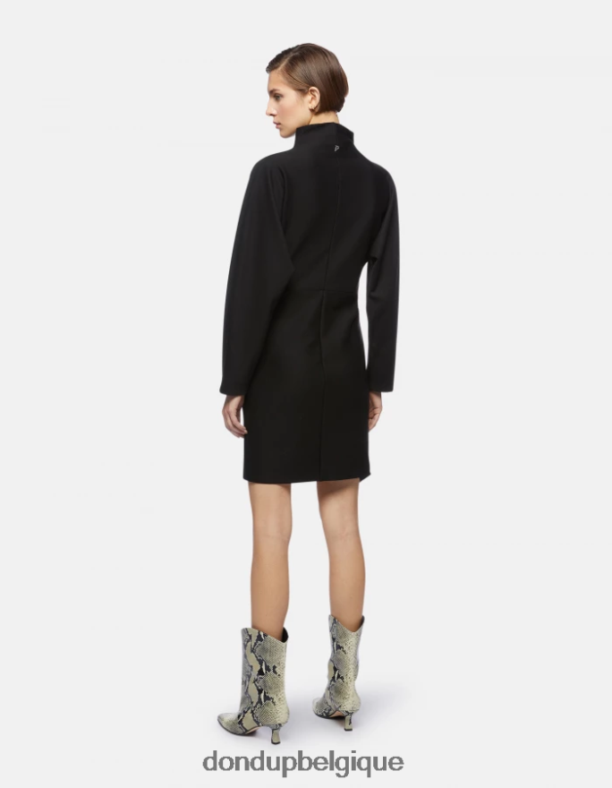 femmes vêtements DONDUP noir robe courte en jersey 8826D0279