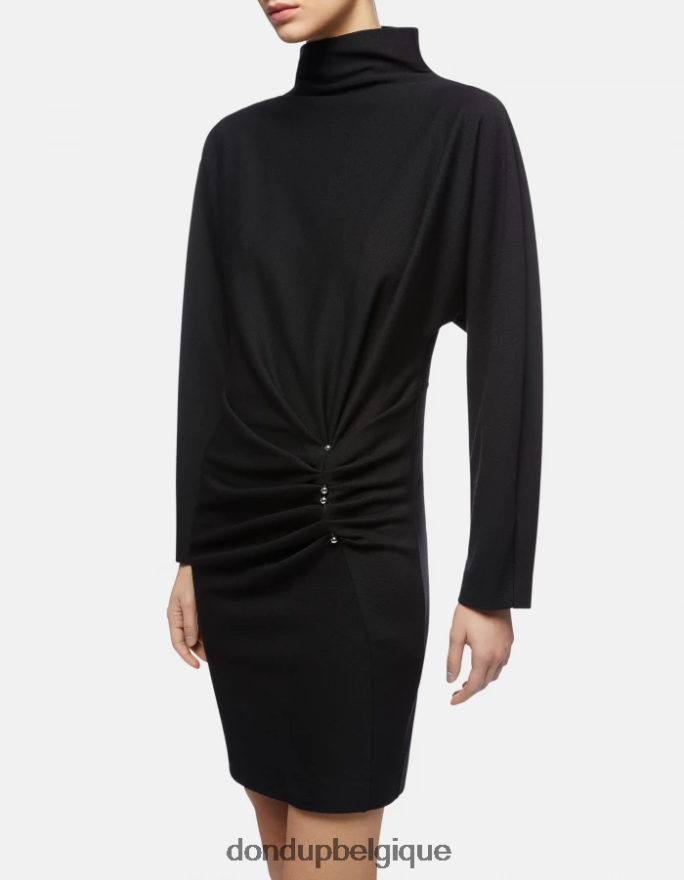 femmes vêtements DONDUP noir robe courte en jersey 8826D0279
