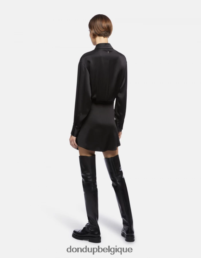 femmes vêtements DONDUP noir robe courte en satin 8826D0288