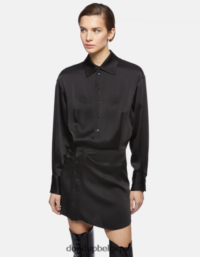 femmes vêtements DONDUP noir robe courte en satin 8826D0288