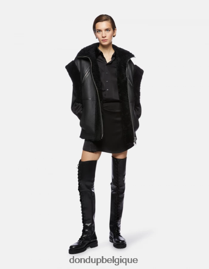 femmes vêtements DONDUP noir robe courte en satin 8826D0288
