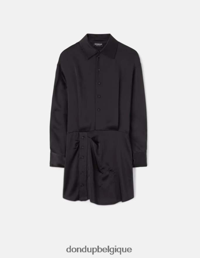 femmes vêtements DONDUP noir robe courte en satin 8826D0288