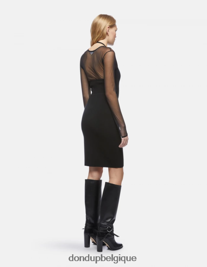 femmes vêtements DONDUP noir robe courte en tulle et viscose 8826D0278