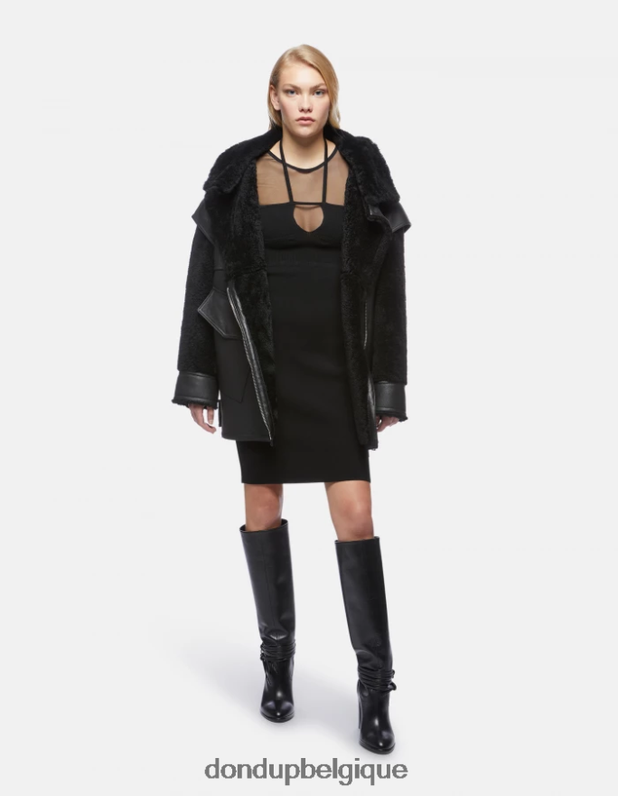 femmes vêtements DONDUP noir robe courte en tulle et viscose 8826D0278