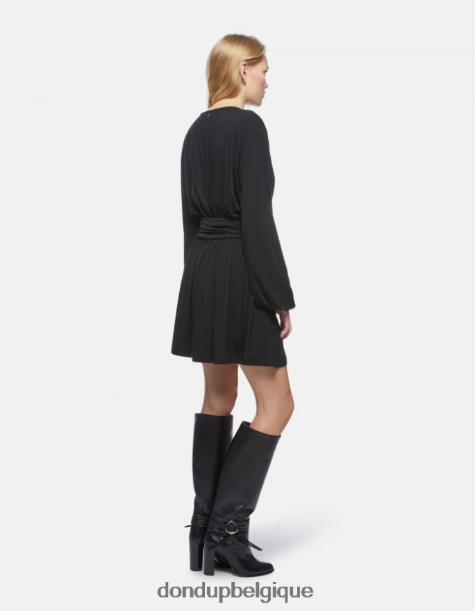 femmes vêtements DONDUP noir robe courte en viscose 8826D0277