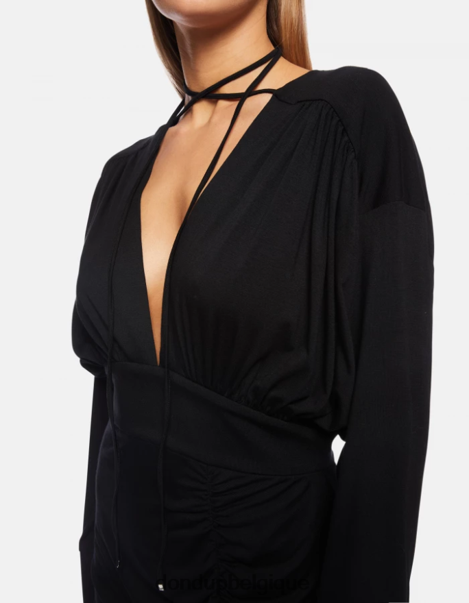 femmes vêtements DONDUP noir robe courte en viscose 8826D0282
