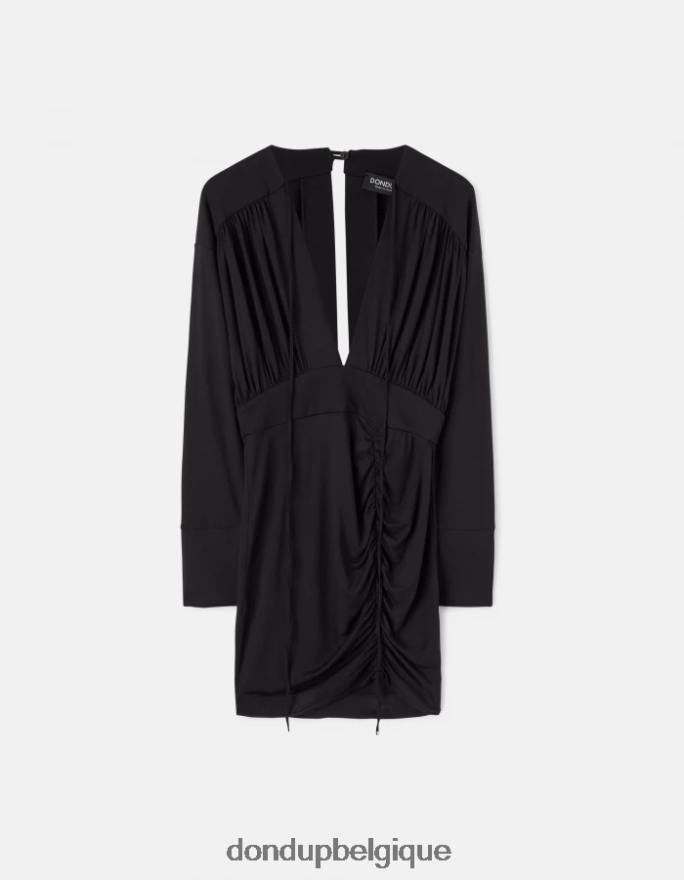 femmes vêtements DONDUP noir robe courte en viscose 8826D0282