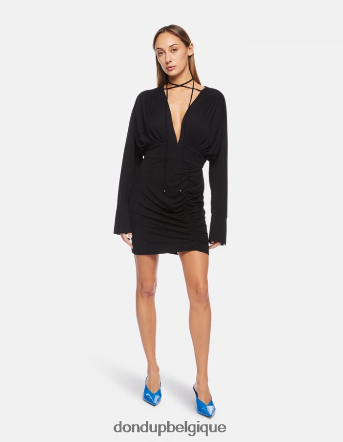 femmes vêtements DONDUP noir robe courte en viscose 8826D0282