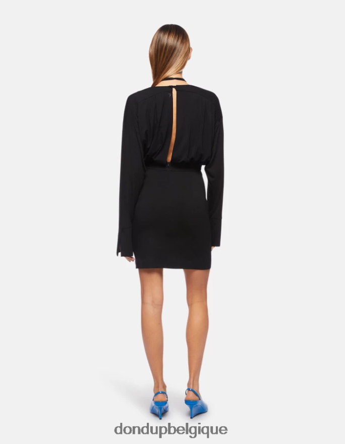 femmes vêtements DONDUP noir robe courte en viscose 8826D0282