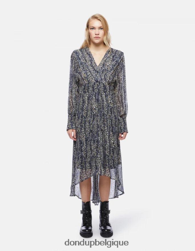 femmes vêtements DONDUP noir robe longue en georgette 8826D0290