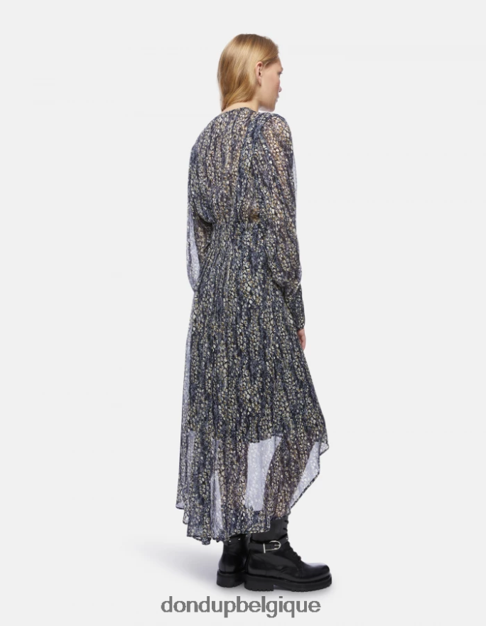 femmes vêtements DONDUP noir robe longue en georgette 8826D0290