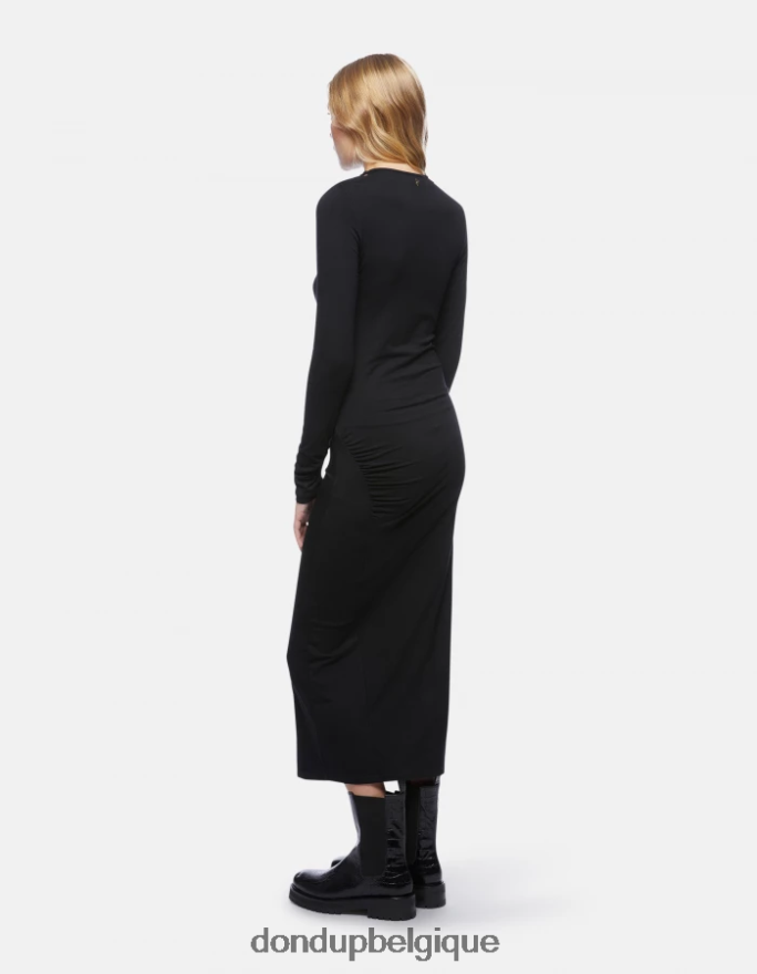 femmes vêtements DONDUP noir robe longue en viscose 8826D0274