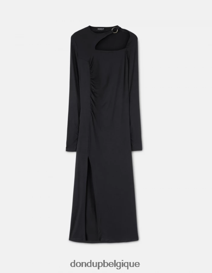 femmes vêtements DONDUP noir robe longue en viscose 8826D0274