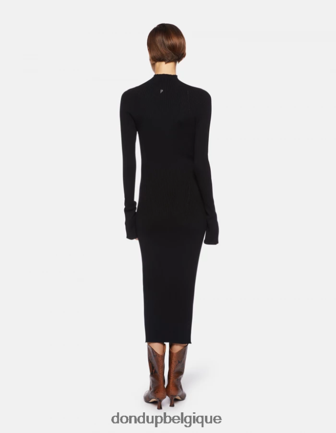 femmes vêtements DONDUP noir robe longue en viscose 8826D0283